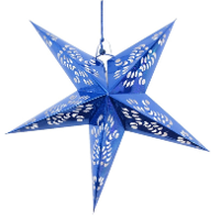 Decoratie kerstster   lampion   blauw   60 cm   vouwbare ster   kerstversiering