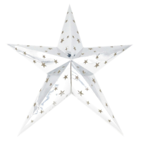 Decoratie kerstster lampion   zilver   60 cm   vouwbaar