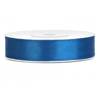 Decoratie satijn sierlint   blauw   12 mm x 25 meter   Cadeaulint satijnlint