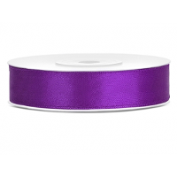 Decoratie satijn sierlint   donker paars   12 mm x 25 meter   Cadeaulint satijnlint