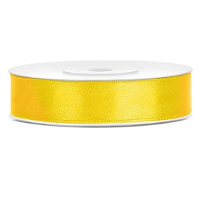 Decoratie satijn sierlint   geel   12 mm x 25 meter   Cadeaulint satijnlint