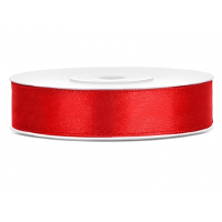 Decoratie satijn sierlint   rood   12 mm x 25 meter   Cadeaulint satijnlint