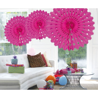 Decoratie versiering waaier   fuchsia roze   Dia 45 cm   feestartikelen   ophangen   kamer versieren
