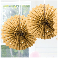 Decoratie waaier van papier   Honeycomb   goud   Dia 45 cm   Feest versiering