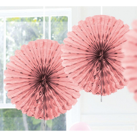 Decoratie waaier van papier   Honeycomb   lichtroze   Dia 45 cm   Feest versiering