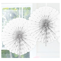 Decoratie waaier van papier   Honeycomb   wit   Dia 45 cm   Feest versiering
