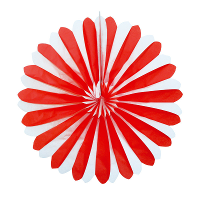 Decoratie waaiers   rood/wit   Dia 35 cm   Hangende versieringen/Feestartikelen