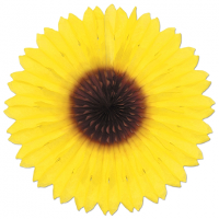 Decoratie zonnebloem   geel   45 cm   crepe papier   hangdecoratie   lente/zomer