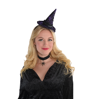 Diadeem met heksenhoed   zwart/paars   haarband   kunststof   Horror/Halloween   heks