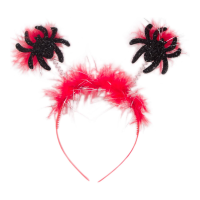 Diadeem met spinnen   rood   wiebelspiralen   dames