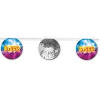 Disco/jaren 80 thema vlaggenlijn feestslinger   discobal   karton   350 cm
