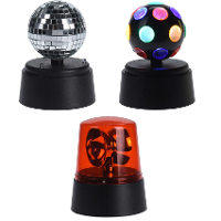 Disco lampen/lichtjes set 3x stuks   360 graden leds   draaiend   kleureffecten   kunststof