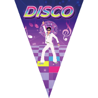 Disco thema vlaggetjes slinger/vlaggenlijn   paars   5 meter   10 puntvlaggetjes   Seventies