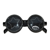 Disco verkleed zonnebril zwart met ster   Jaren 60 en 70   carnaval verkleed accessoires