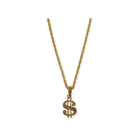 Dollar ketting   goudkleurig   verkleedaccessoire   pooier   pimp   gangster sieraden