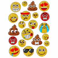 Emotie   15x glitter stickers   smileys   gekleurd
