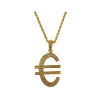 Euro ketting   goud   plastic   Pimp   rapper   verkleedaccessoires   euroteken   verkleed sieraden