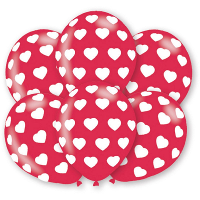 Feest ballonnen met hartjes motief   6x stuks   rood   27.5 Cm   Valentijnsdag/huwelijk thema