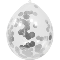 Feest ballonnen transparant met confetti   zilver   4x stuks   30 cm