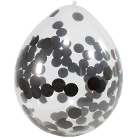 Feest ballonnen transparant met confetti   zwart   4x stuks   30 cm