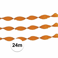 Feest/verjaardag/Koningsdag slinger   crepepapier   oranje   24 meter