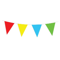 Feest/verjaardag vlaggenlijn   multi kleuren   30 meter   kunststof