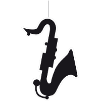Feest versiering hangdecoratie saxofoon   zwart   karton   32 cm