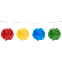 Feestslinger   gekleurde pompoms   3 meter   verjaardag feestartikelen