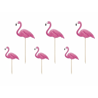 Flamingo thema hapjes cocktailprikkers   6x stuks   kaasprikkertjes   Tropisch Hawaii sfeer