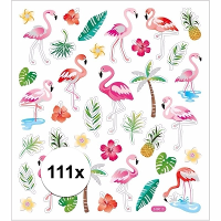 Flamingo thema kinder stickers   gekleurd   3x stuks   kinder dagboek stickers