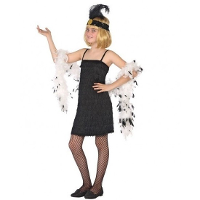 Merkloos Flapper franje verkleed kostuum/jurkje zwart voor meisjes