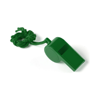 Fluitjes van kunststof   Multipack van 10x stuks   groen   aan koordje   herrie maken   sport