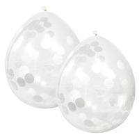 Folat Ballonnen   12x stuks   transparant met confetti   wit   30 cm   feestartikelen