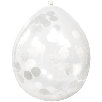 Folat Ballonnen   4x stuks   transparant met confetti   wit   30 cm   feestartikelen