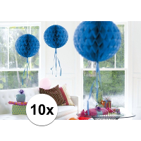 Folat Decoratie bol   10x   blauw   30 cm   crepe papier   versiering   feestversiering