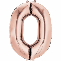 Folie ballon cijfer 0   rose goud   leeftijd feestartikelen