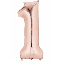 Folie ballon cijfer 1   rose goud   leeftijd feestartikelen   88 cm lang