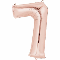Folie ballon cijfer 7   rose goud   leeftijd feestartikelen   88 cm lang