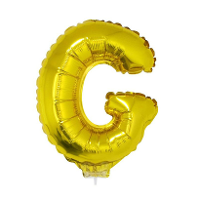 Folie ballon letter G   goud   met opblaas rietje   41 cm   naam ballonnen