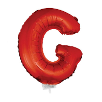 Folie ballon letter G   rood   met opblaas rietje   41 cm   naam ballonnen