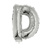 Folieballon letter D   41 cm   zilver   feestdecoratie   versiering