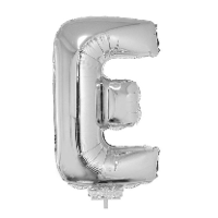 Folieballon letter E   41 cm   zilver   feestdecoratie   versiering