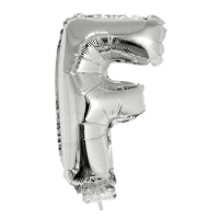 Folieballon letter F   41 cm   zilver   feestdecoratie   versiering