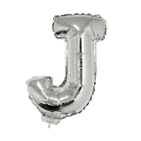 Folieballon letter J   41 cm   zilver   feestdecoratie   versiering