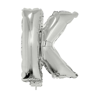 Folieballon letter K   41 cm   zilver   feestdecoratie   versiering