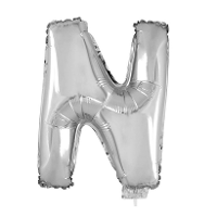 Folieballon letter N   41 cm   zilver   feestdecoratie   versiering
