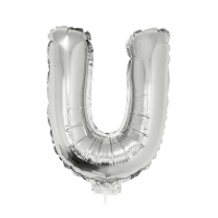 Folieballon letter U   41 cm   zilver   feestdecoratie   versiering