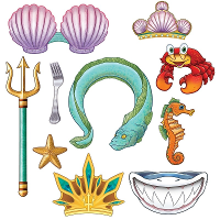 Foto prop set Zeemeermin   10 delig   dubbelzijdig   mermaid thema feest   photo booth