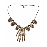 Funny Fashion Halloween thema Ketting   met handje en doodshoofdjes   Dames   sieraden   horror