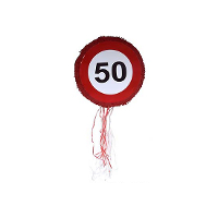 Funny Fashion Verjaardag Pinata   verkeersbord 50 jaar   stopbord   papier   10 x 50 cm
